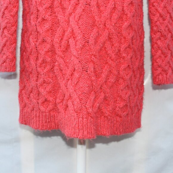 Loft Women’s All Over Chunky Knit Square Neck Coral Sweater, Size Small - Picture 8 of 11